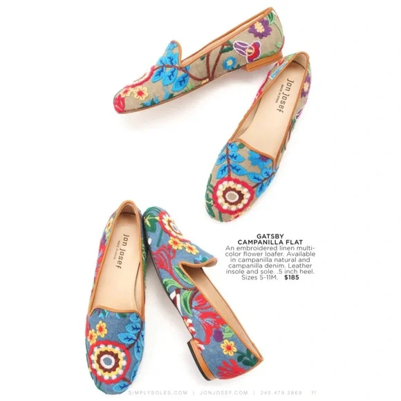 Jon Josef Gatsby Campanilla embroidered Flats 8.5 - Picture 10 of 10